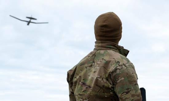 A Naval Special Warfare operator conducts a special reconnaissance utilizing a PUMA drone during Operation Noble Defender in 2023.The answer to landing and resupplying Marines ashore amid gray zone operations may be shifting to operating from the destroyers, auxiliaries, and supply ships.  