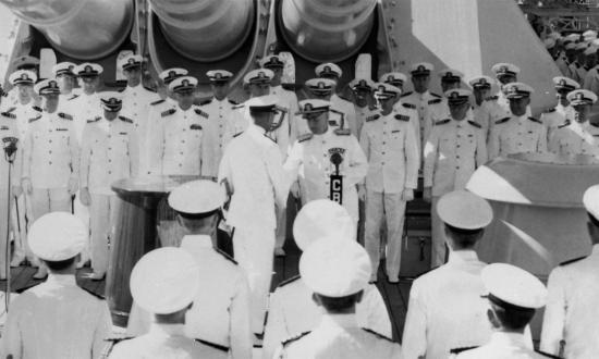 Pearl Harbor, 1 February 1941: Admiral Husband Kimmel relieves Admiral James Richardson as Commander in Chief of the Pacific Fleet. War Plan Orange, written early in the 20th century, was the Navy’s strategy for defeating Japan in a naval war..