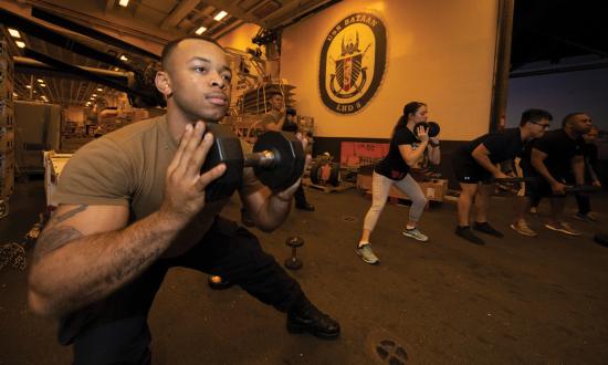 Sailors exercising