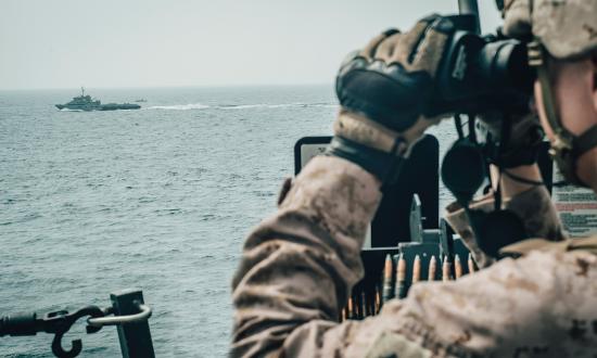 Marines observe IRGCN craft in the Strait of Hormuz
