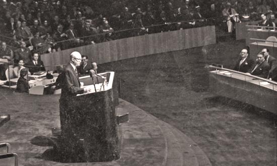 President Eisenhower addresses the United Nations in 1953