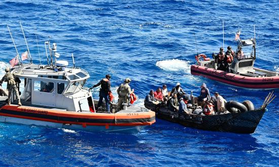 Crewmembers from the USCGC James (WMSL-754)