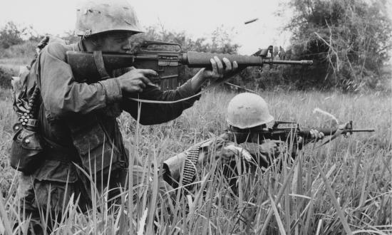 Sniper fire during Operation Meade River. 