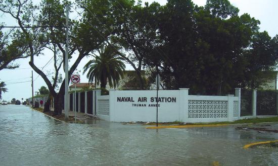 Naval Air Station Key West Truman Annex flooded in 2008 when Hurricane Ike passed within 128 miles. The Navy should implement a new initiative to allow Civil Engineer Corps officers and the Seabees to combat sea level rise, which is threatening many coastal military installations.