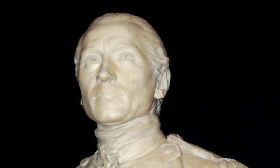 Carved marble bust of John Paul Jones