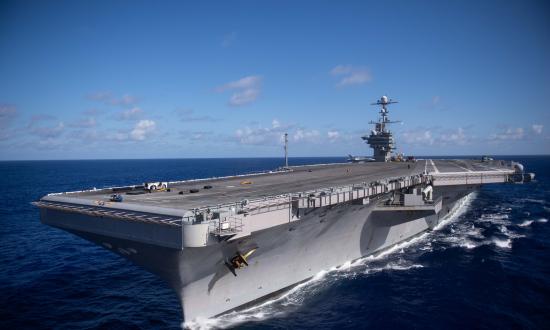 The USS John C. Stennis (CVN-74) transits the Atlantic Ocean in September 2019.