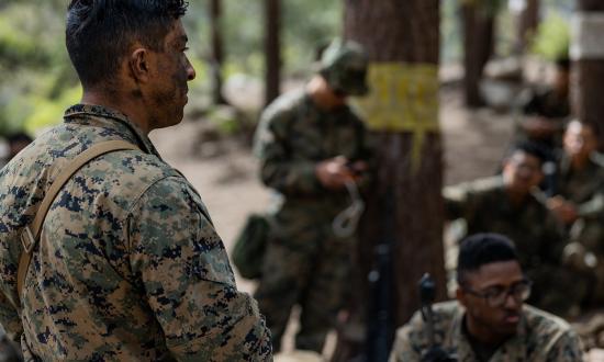 A Marine ground supply officer gives an after action report during Mountain Exercise 4-23 at Marine Corps Mountain Warfare Training Center in Pickel Meadows, California. It is time for innovation in supply and logistics at the lowest levels to align with strategic concepts of joint-force effort and collaboration. 