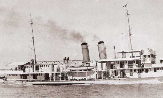 The second USS Panay (PR-5) on a standardization trial on 30 August 1928, off Woosung, China.