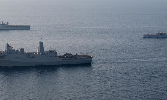 The USS Somerset (LPD-25), INS Jalashwa (L41) and INS Kesari (L15) steam in formation while underway in the Bay of Bengal, March 2024, during Exercise Tiger TRIUMPH 2024. Bangladesh can be one of the most effective partners for the United States in the Indian Ocean and the United States would benefit from a cordial relationship with it.