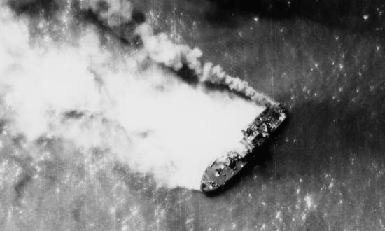 A North Vietnamese gunboat burns near Hon Ne Island in August 1964. The presence of the USS Maddox (DD-731) near the North Vietnam coast ignited a spark in the Gulf of Tonkin, with long-lasting consequences.  