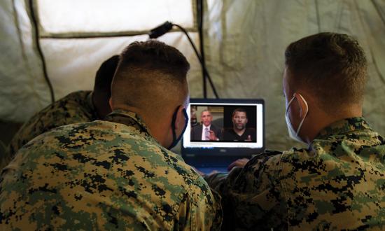 Marines viewing deepfake video