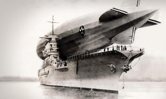 This composite photograph is virtually always identified as depicting the airship Los Angeles (ZR-3) landed on board the aircraft carrier Saratoga (CV-3). But what’s shown never happened.