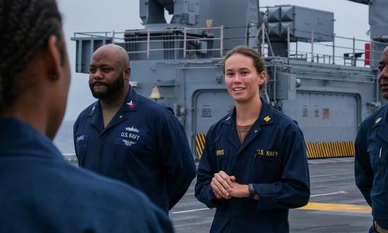 Sailors review the plan of the day on board the USS Boxer (LHD-4). A prudent new JO will strive to create habits that reflect the cornerstones of leading with character. Midterm and seasoned JOs would similarly benefit from sincere retrospection and reinvigoration. 