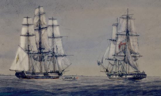 Brig USS Perry confronting American slave ship Martha off Ambriz
