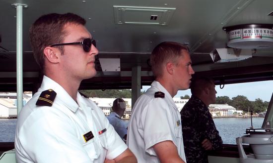 Midshipmen training on board a U.S. Naval Academy yard patrol craft YP-705