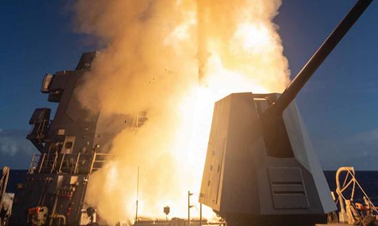 An SM-3 Block IIA Standard Missile is launched from the guided-missile destroyer USS McCampbell (DDG-85) during a test in February 2024. Tackling multitudes of antiship warheads with BMD-capable interceptors would be inordinately expensive, and a saturation attack still leaves a high probability of leakage.