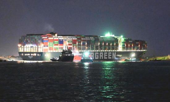 The M/V Ever Given grounded in the Suez Canal