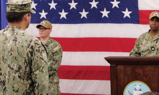 Disciplinary events are a part of Navy life for officers and enlisted members. The Navy Supply Corps School hosted a mock executive officer’s inquiry and captain’s mast to help officers feel more comfortable in these disciplinary situations should they arise.