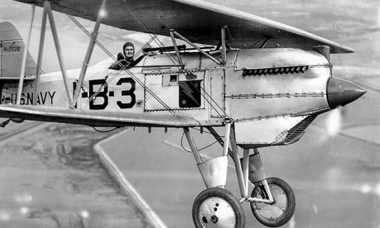 Stanhope C. Ring flying in a Curtiss F6C-3 Falcon over San Diego ca. 1928