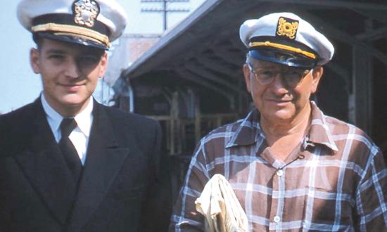 The author with his father in  February 1956. 
