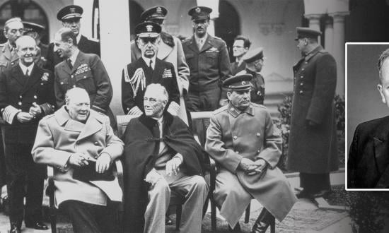 Future Vice Admiral J. Victor Smith was tapped as aide to Admiral William  Leahy (behind Roosevelt) in early 1944 and was with him at Yalta, where postwar reorganization in Europe would be determined.