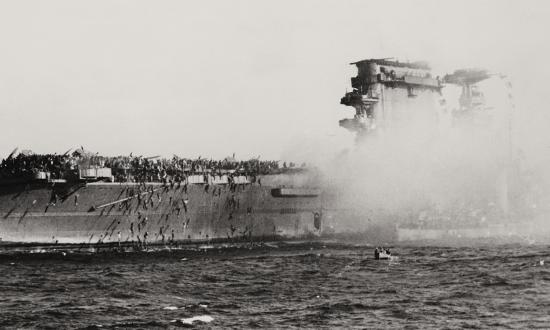 Trapped in the engineering spaces after the USS Lexington (CV-2) suffered two torpedo hits, Fireman Apprentice Vernon Highfill’s only way out was up.