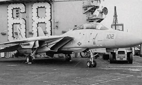 F-14 “Fast Eagle 102” from Fighter Squadron 41 on board the carrier USS Nimitz (CVN-68)