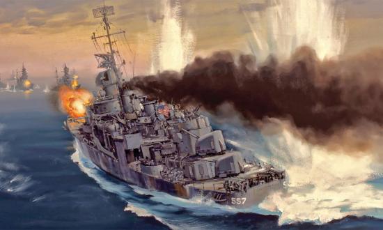 Grievously wounded in November 1942 at Guadalcanal, then-Ensign Robert Hagen would not be with the Aaron Ward when she sank five months later, and he would survive the loss of the Johnston, pictured here, at Leyte Gulf in October 1944.