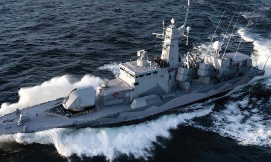 The Royal Swedish Navy corvette HSwMS Malmo trains alongside the Royal Norwegian Navy replenishment oiler HNoMS Maud in the Baltic, helping to demonstrate Alliance cohesion and contributing to regional security and stability.