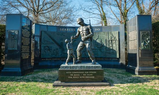 A monument to the U.S. Navy Seabees