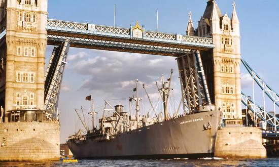 In 1994, the SS Jeremiah O’Brien steamed through the Golden Gate, down the West Coast,  through the Panama Canal, and across the Atlantic to England and France, where she and her crew  (a mix of old salts whose average age was 70 and a few cadets from the California Maritime  Academy) participated in the 50th Anniversary of Operation Overlord.