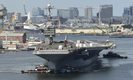 USS Harry S. Truman (CVN 75) transits the Elizabeth river from its homeport at Naval Station Norfolk to Norfolk Naval Shipyard. 