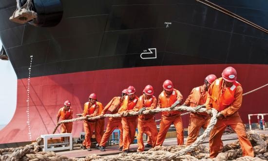 Workers at Chengxi Shipyard, China