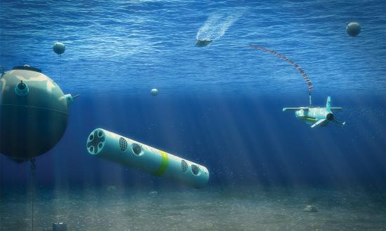 Concept art showing countermeasures underwater
