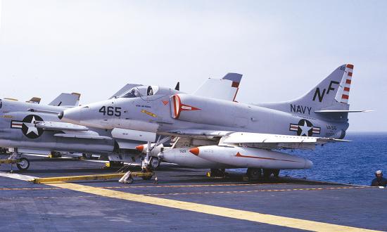 Douglas A-4E Skyhawk of VA-56 on board the USS Ticonderoga (CVA-14) in October 1965