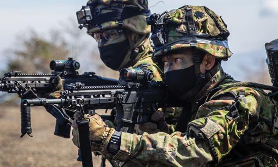 Soldiers with Japan’s 1st Amphibious Rapid Deployment Regiment