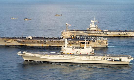 Italian aircraft carrier Cavour, the USS Harry S. Truman (CVN-75), and the French aircraft carrier Charles de Gaulle