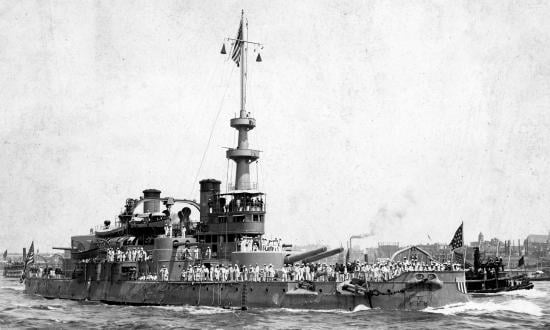 USS Oregon (Battleship No. 3) returning to the U.S. from Cuba, following the Spanish-American War, 1898.