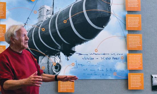 A pioneering explorer: During a 2017 commemorative event, Don Walsh speaks about his time as pilot of the bathyscaphe Trieste, in which he reached the deepest part of the ocean in 1960.