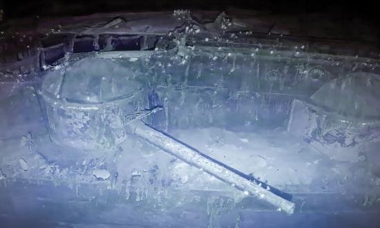 The latest in-depth survey of the Midway wrecks yielded this vivid image of a large casemate gun on the Japanese carrier Kaga.