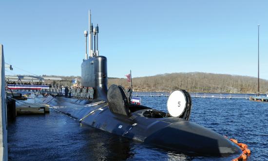 Pre-Commissioning Unit Colorado (SSN-788) sits pierside prior to commissioning March 17, 2018