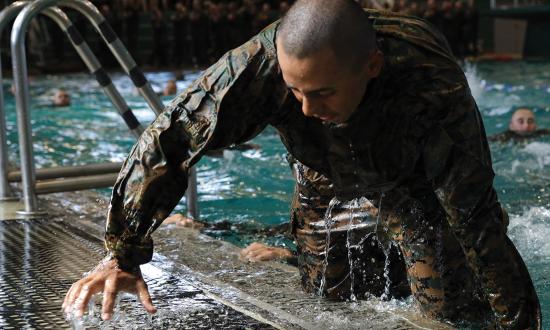 In training tanks, Marines are taught how to swim safely, but a yearly swim qualification is insufficient to ingrain these skills. It takes exposure and repetition.