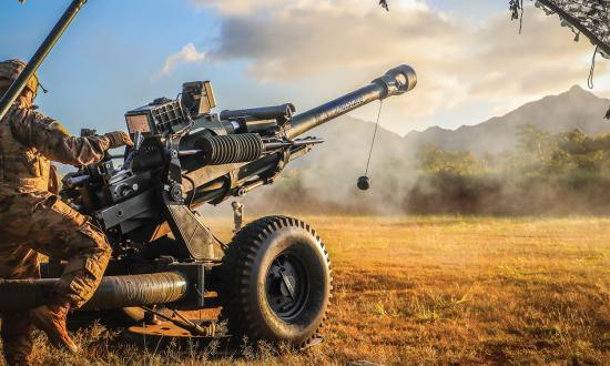 Soldiers conduct M119 Howitzer live-fire certification. Adding M119 cannons to Marine Corps missile batteries would provide stand-in forces traditional fire support to complement the missiles’ over-the-horizon threat.