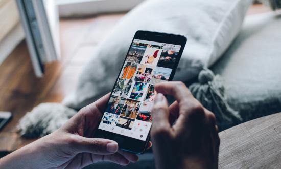 Closeup of hands holding a smartphone