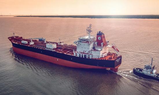 The chemical tanker American Pride, built in the United States for Jones Act cabotage.