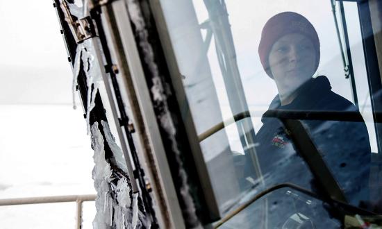 The USCGC Healy (WAGB-20) underway in the Arctic Ocean.