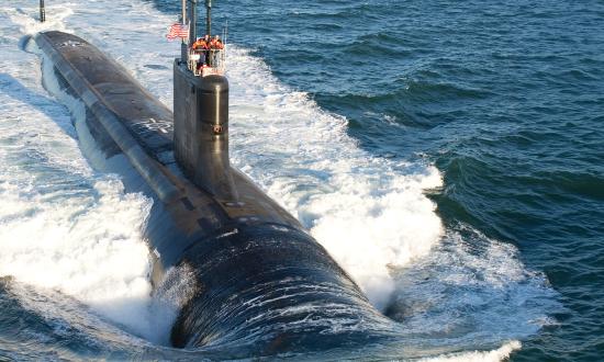 The Virginia-class attack submarine  Mississippi (SSN-782) in the Atlantic Ocean. Advances in quantum mechanics technology can increase a submarine’s navigational  accuracy without position recalibration.
