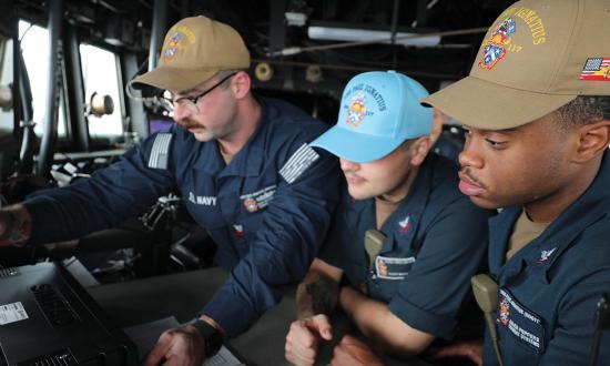 Sailors assigned to the guided-missile destroyer USS Paul Ignatius (DDG-117) troubleshoot a simulated navigation equipment failure during a Seamanship Training Team drill. Blind reliance on GPS is a danger to any sailor who lacks a fundamental understanding of the history and art of navigation, familiarity with navigation tools old and new, and the operational experience to blend this knowledge with modern technology.