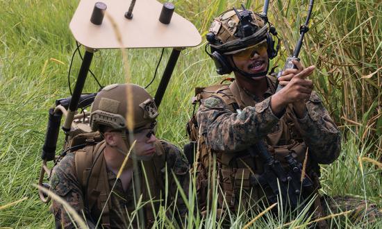 Marines with a low-altitude air defense unit during an exercise at Ie Shima, Japan, in August. The Marine Corps needs cheaper options to deter and defeat drone swarms other than the expensive Marine Air Defense Integrated and MIM-104 Patriot systems.