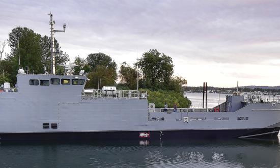 The U.S. Army’s first maneuver support vessel-light (MSV-L), the USAV SSG Elroy F. Wells, shown here in 2022, replaces the Vietnam-era landing craft-mechanized 8 (“mike” boat). The MSV-L is a good option as a fast landing craft for the 12th Marine Littoral Regiment in Okinawa.